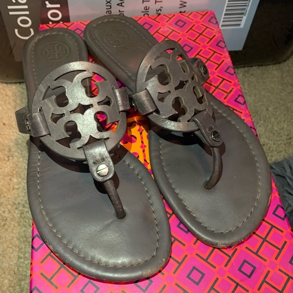 Gray Tory Burch Miller Sandals - Picture 2 of 7